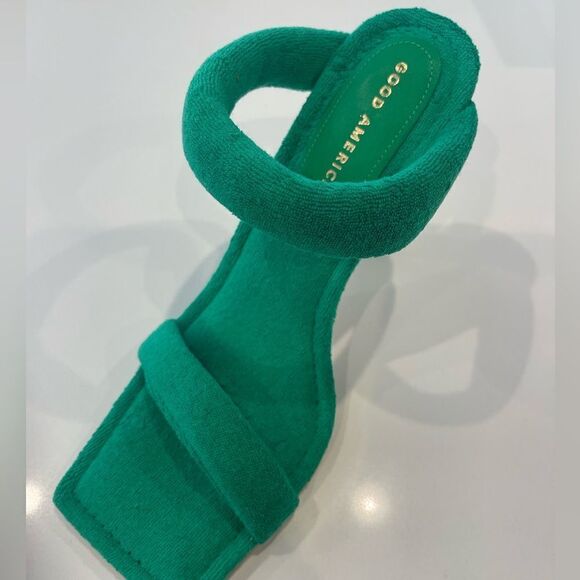 Good American Green Terry Slip On High Heel Sandals NEW - Picture 4 of 12